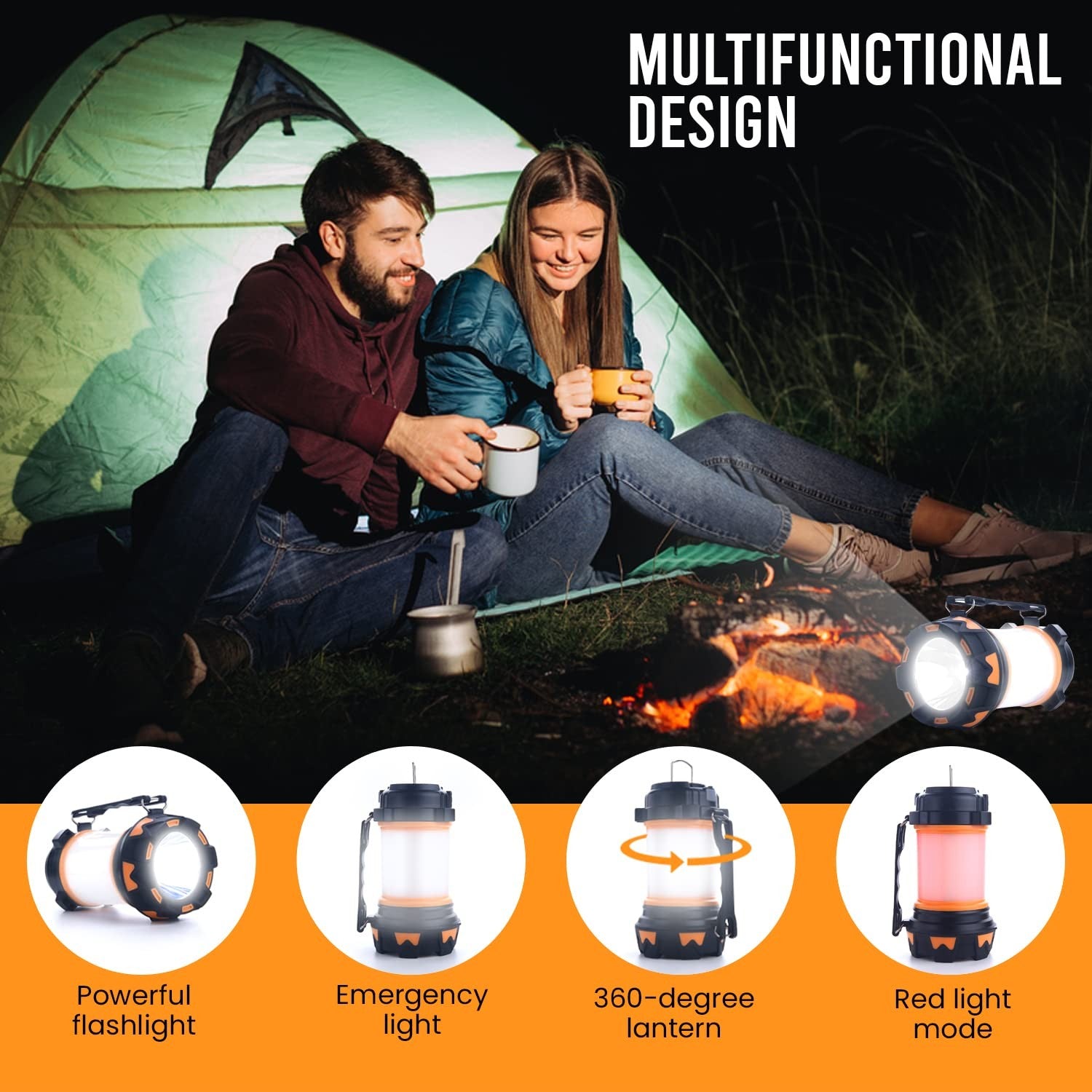 LED Camping Lantern Rechargeable, Super Bright Lantern Flashlight and 360 Deg...